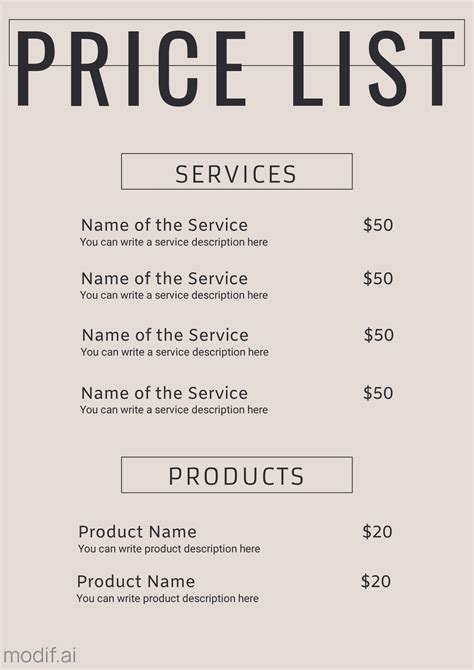 Price List .